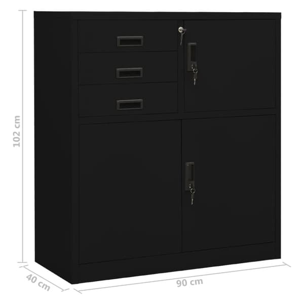 Dokumentskåp svart 90x40x102 cm stål - Kontorsskåp - Skåp - Home & Living