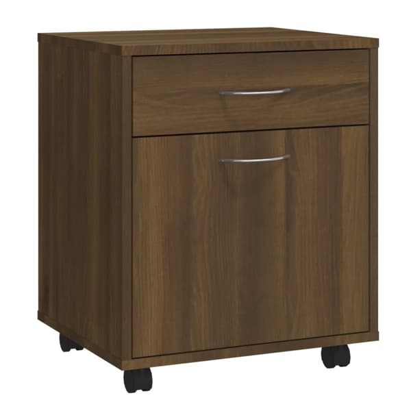 Skab med hjul 45x38x54 cm konstrueret træ brun egetræsfarve - Skab Med Hjul - Skabe Med Hjul - Home & Living
