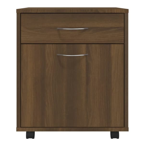 Skab med hjul 45x38x54 cm konstrueret træ brun egetræsfarve - Skab Med Hjul - Skabe Med Hjul - Home & Living