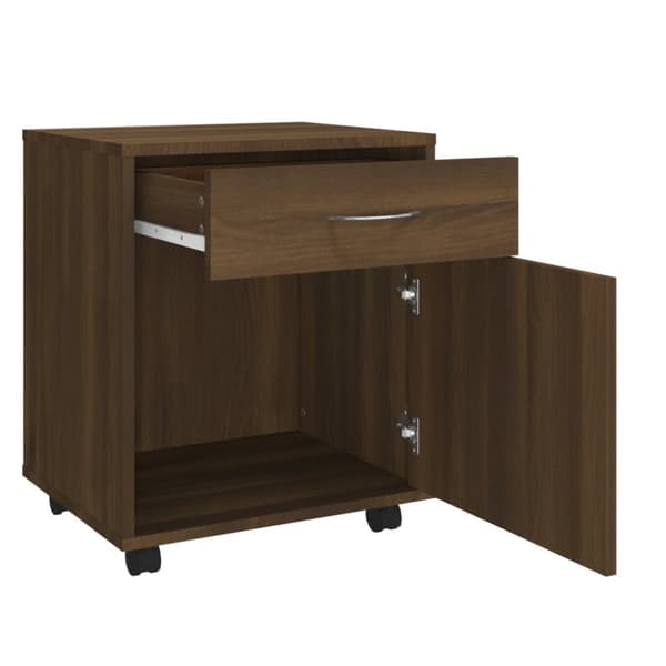Skab med hjul 45x38x54 cm konstrueret træ brun egetræsfarve - Skab Med Hjul - Skabe Med Hjul - Home & Living