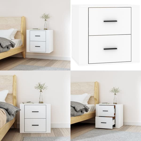 Väggmonterade sängbord vit 50x36x47 cm - Sängbord - Nattduksbord - Home & Living