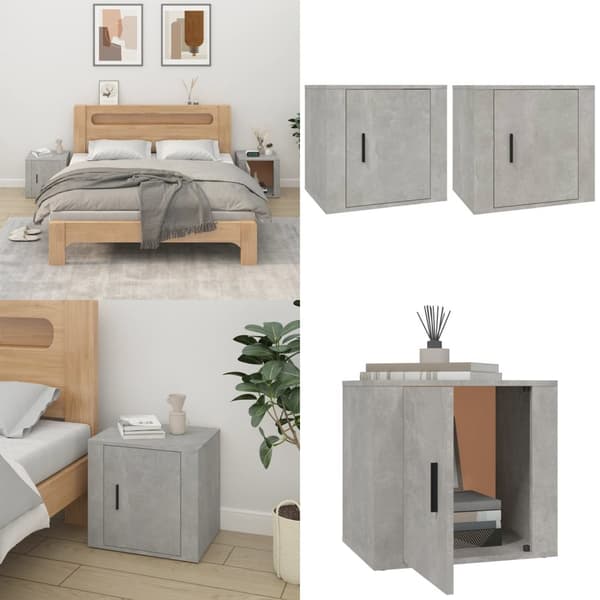 Yöpöydät 2 kpl betoninharmaa 50x39x47 cm - Yöpöytä - Yöpöydät - Home & Living