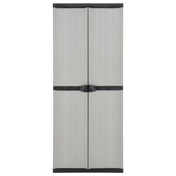 Puutarhan varastokaappi 3 hyllyä musta ja harmaa 68x40x168 cm - Puutarhan Varastokaappi - Puutarhan Varastokaapit - Home & Living