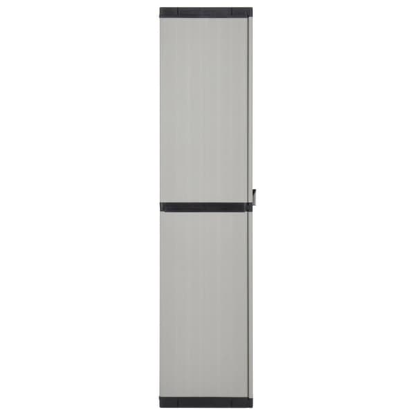 Puutarhan varastokaappi 3 hyllyä musta ja harmaa 68x40x168 cm - Puutarhan Varastokaappi - Puutarhan Varastokaapit - Home & Living