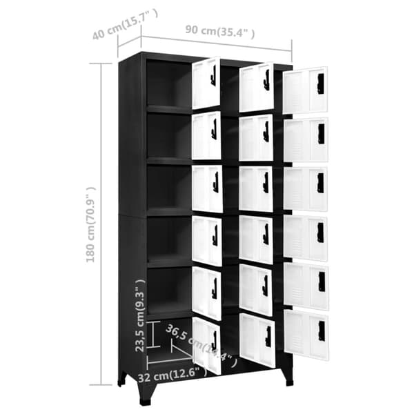 Förvaringsskåp antracit och vit 90x40x180 cm stål - Klädskåp För Omklädningsrum - Klädskåp Omklädningsrum - Home & Living