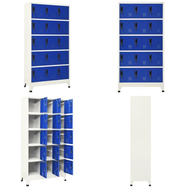 Skab 90x40x180 cm stål grå og blå - Skab - Skabe - Home & Living