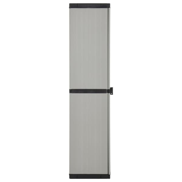 Puutarhan varastokaappi 3 hyllyä harmaa ja musta 34x40x168 cm - Puutarhan Varastokaappi - Puutarhan Varastokaapit - Home & Living