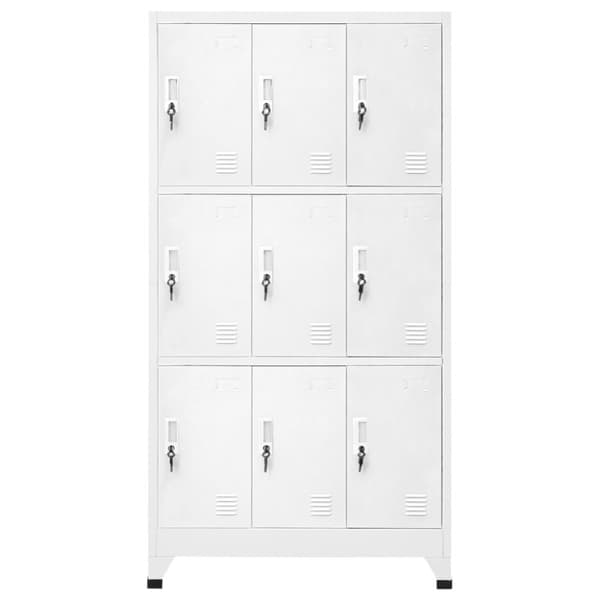 Klädskåp för omklädningsrum med 9 fack stål 90x45x180 cm grå - Klädskåp För Omklädningsrum - Klädskåp Omklädningsrum - Home & Living