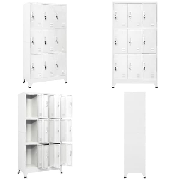 Klädskåp för omklädningsrum med 9 fack stål 90x45x180 cm grå - Klädskåp För Omklädningsrum - Klädskåp Omklädningsrum - Home & Living