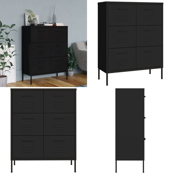 Kommode 80x35x101,5 cm stål sort - Kommode - Kommoder - Home & Living