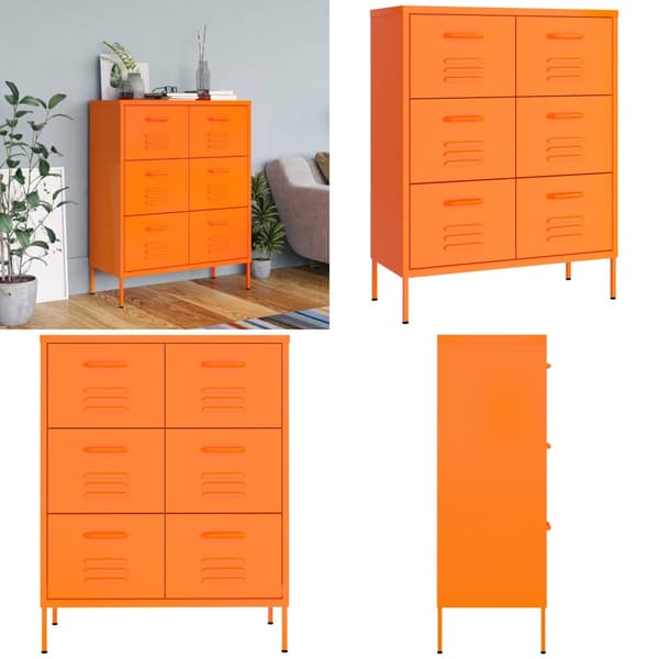 Kommode 80x35x101,5 cm stål orange - Kommode - Kommoder - Home & Living