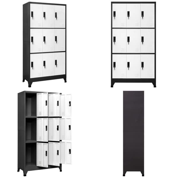 Skab 90x45x180 cm stål antracitgrå og hvid - Skab - Skabe - Home & Living
