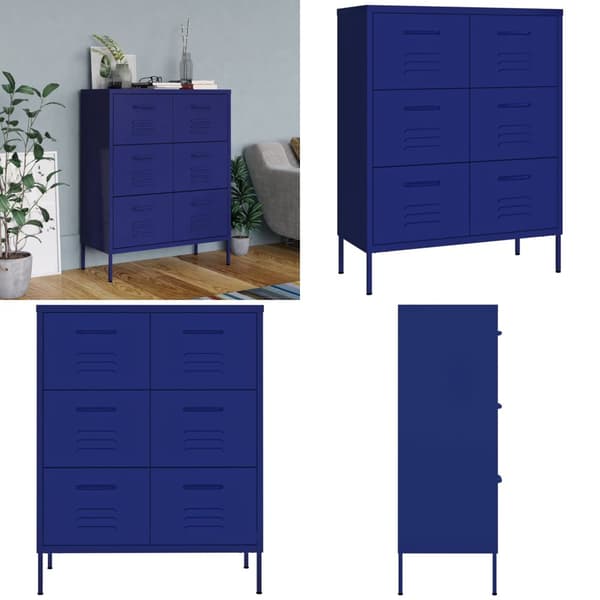 Kommode 80x35x101,5 cm stål marineblå - Kommode - Kommoder - Home & Living