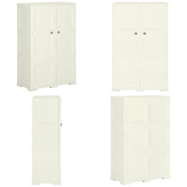 Plastikskab 79x43x125 cm trædesign vaniljehvid - Skab - Skabe - Home & Living