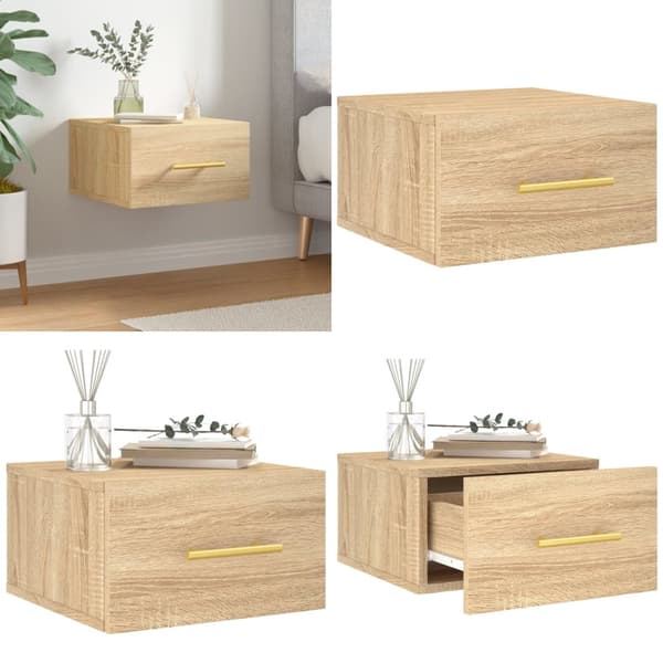 Væghængt sengebord 35x35x20 cm sonoma-eg - Vægmonteret Sengebord - Vægmonterede Sengeborde - Home & Living