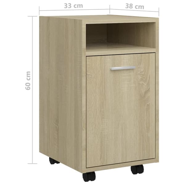 Sideskab med hjul 33x38x60 cm spånplade sonoma-eg - Sideskab - Sideskabe - Home & Living