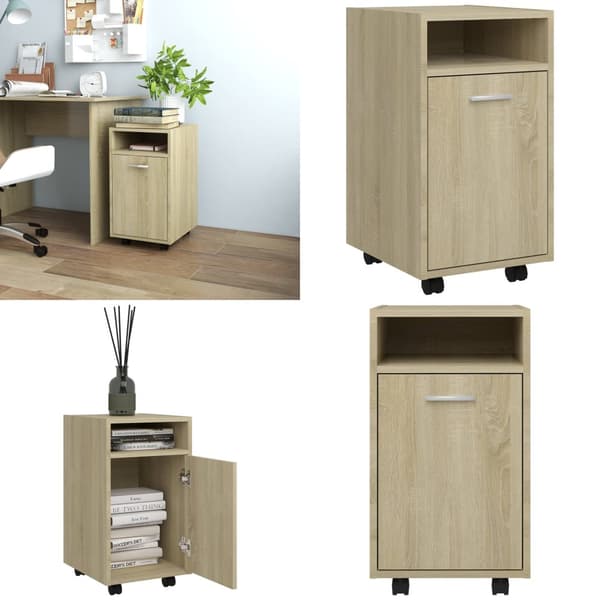Sideskab med hjul 33x38x60 cm spånplade sonoma-eg - Sideskab - Sideskabe - Home & Living