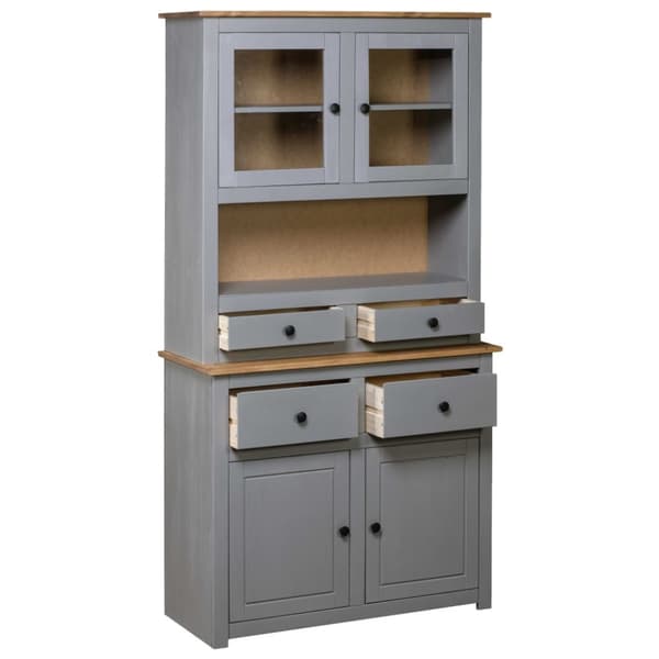 Skænk Panama-serien 93x40x80 cm massivt fyrretræ grå - Højskab - Højskabe - Home & Living