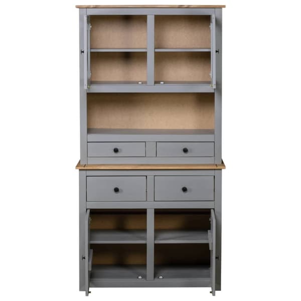 Skænk Panama-serien 93x40x80 cm massivt fyrretræ grå - Højskab - Højskabe - Home & Living