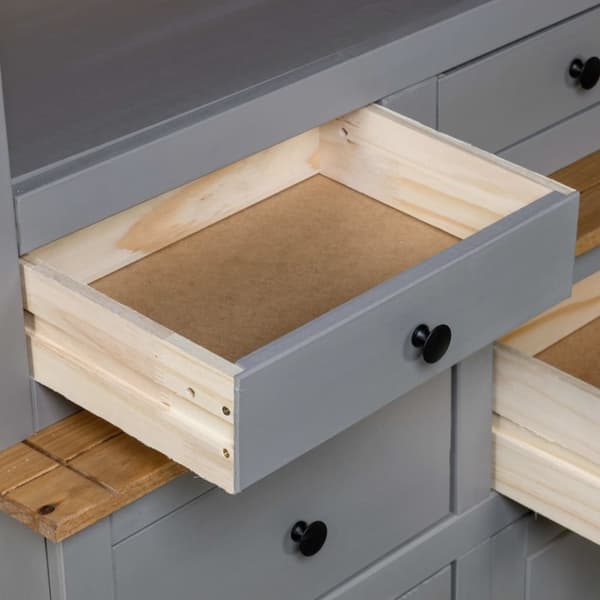 Skænk Panama-serien 93x40x80 cm massivt fyrretræ grå - Højskab - Højskabe - Home & Living