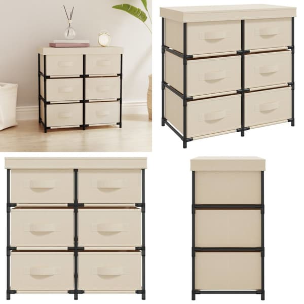 Opbevaringsreol med 6 skuffer 55x29x55 cm stål cremefarvet - Opbevaringsskab - Opbevaringsskabe - Home & Living