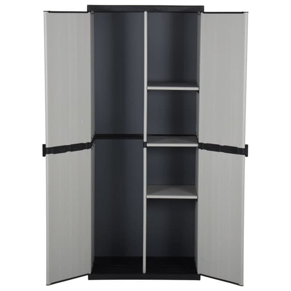 Opbevaringsskab til haven 68x40x168 cm 3 hylder grå og sort - Haveskab - Haveskabe - Home & Living