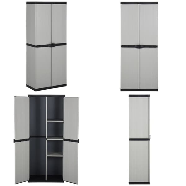Opbevaringsskab til haven 68x40x168 cm 3 hylder grå og sort - Haveskab - Haveskabe - Home & Living