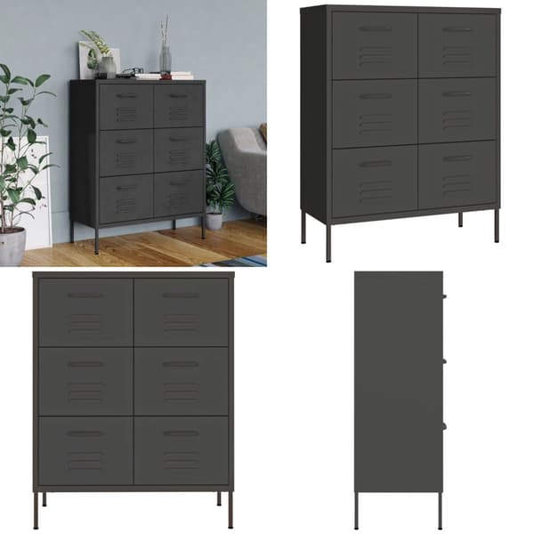 Kommode 80x35x101,5 cm stål antracitgrå - Kommode - Kommoder - Home & Living