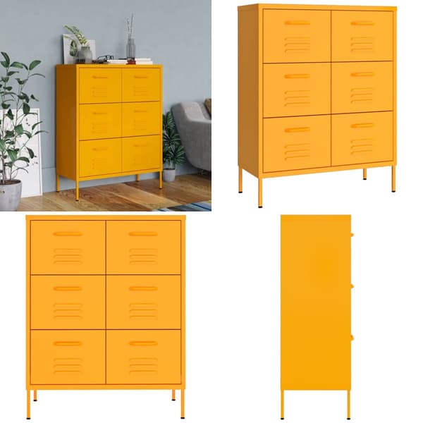 Kommode 80x35x101,5 cm stål sennepsgul - Kommode - Kommoder - Home & Living