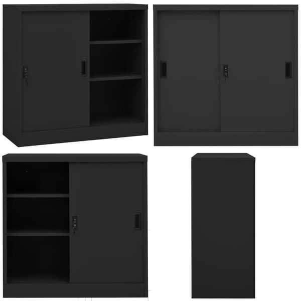 Kontorskab med skydedøre 90x40x90 cm stål antracitgrå - Kontorskab - Kontorskabe - Home & Living