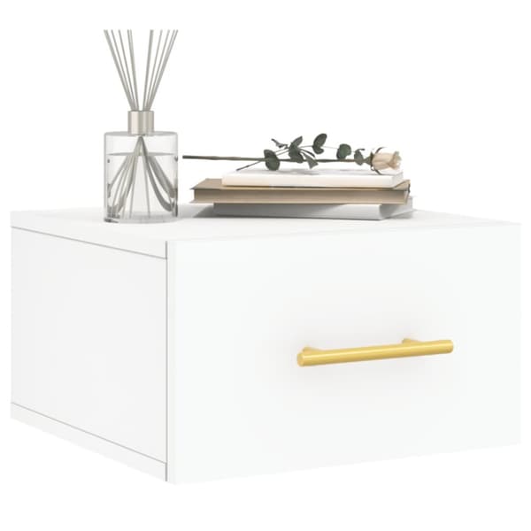 Væghængt sengebord 35x35x20 cm hvid - Vægmonteret Sengebord - Vægmonterede Sengeborde - Home & Living