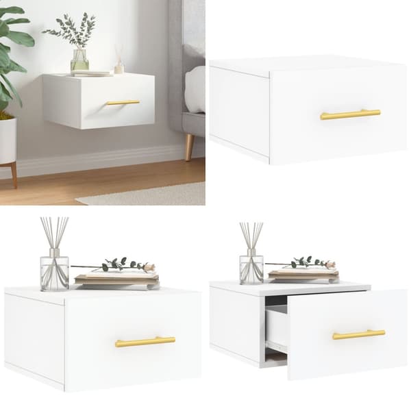 Væghængt sengebord 35x35x20 cm hvid - Vægmonteret Sengebord - Vægmonterede Sengeborde - Home & Living