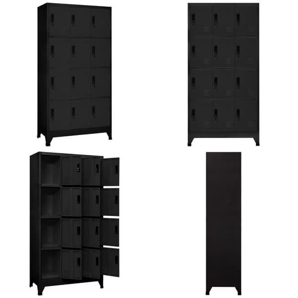 Förvaringsskåp svart 90x45x180 cm stål - Klädskåp För Omklädningsrum - Klädskåp Omklädningsrum - Home & Living