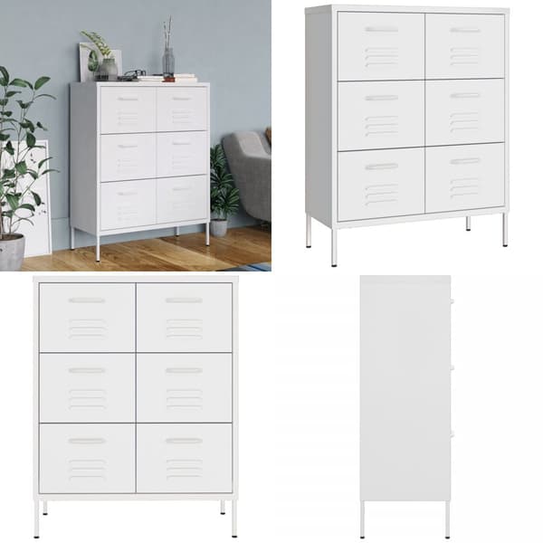 Kommode 80x35x101,5 cm stål hvid - Kommode - Kommoder - Home & Living
