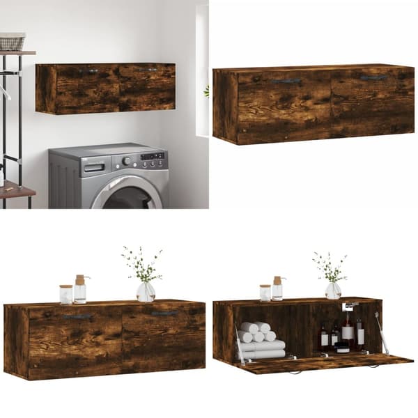 Vægskab 100x36,5x35 cm konstrueret træ røget sonoma-eg - Vægskab - Vægskab - Home & Living