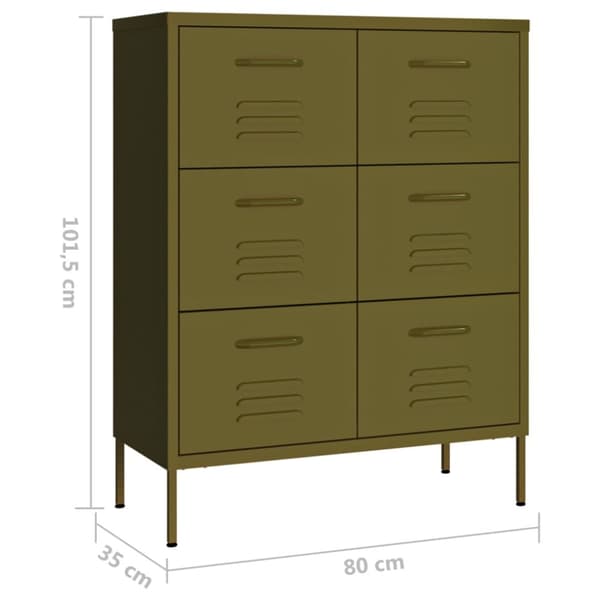Byrå olivgrön 80x35x101,5 cm stål - Förvaringsskåp - Skåp - Home & Living