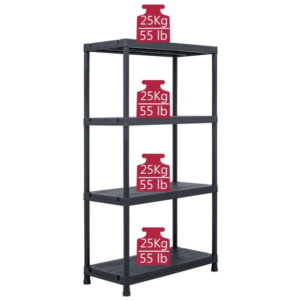Förvaringshylla svart 100 kg 60x30x138 cm plast