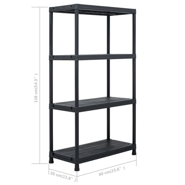 Förvaringshylla svart 100 kg 60x30x138 cm plast