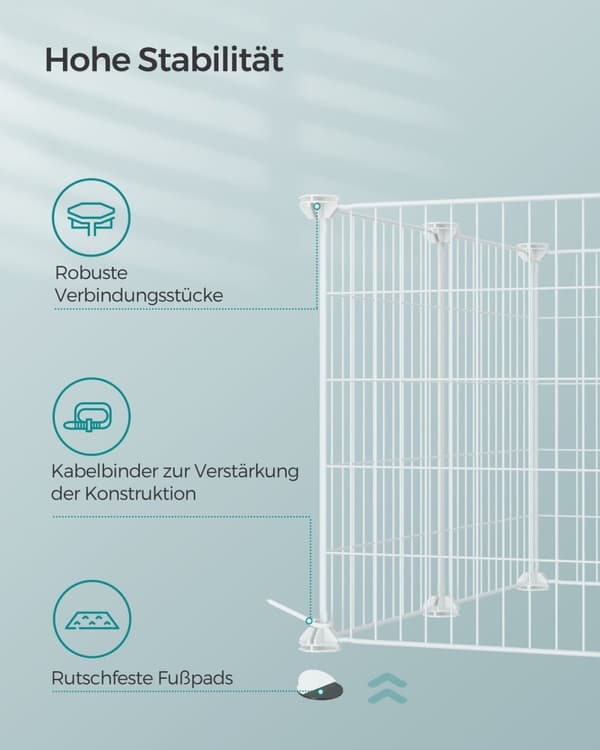Rootz White Metal Grid Storage Organizer - Wire Grid Rack - Grid Panel Organizer - Hållbara ABS-plastkontakter - Mångsidig förvaringslösning - Enkel m