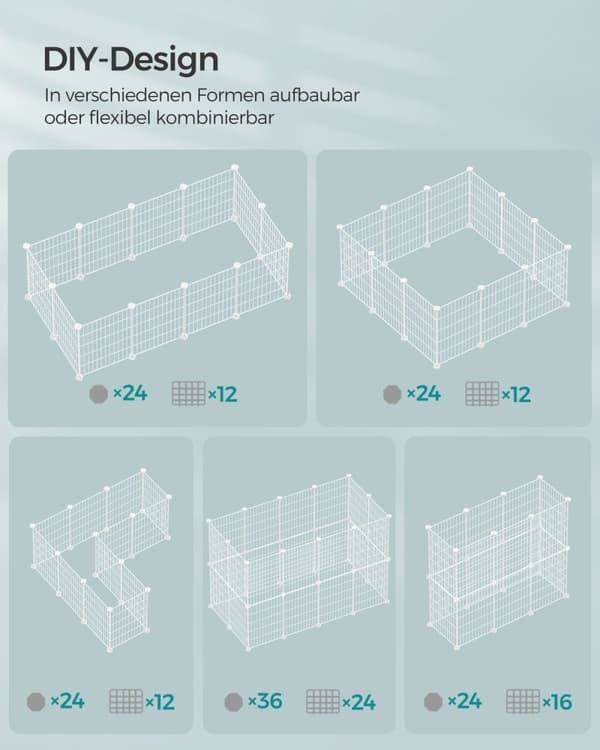 Rootz White Metal Grid Storage Organizer - Wire Grid Rack - Grid Panel Organizer - Hållbara ABS-plastkontakter - Mångsidig förvaringslösning - Enkel m