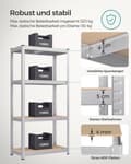Miniatyrbillede 3 af 9: Rootz 2-pak sølv opbevaringsstativ - Reol - Metalhylder - Galvaniseret stål - MDF - Heavy Duty - 40 cm x 80 cm x 160 cm