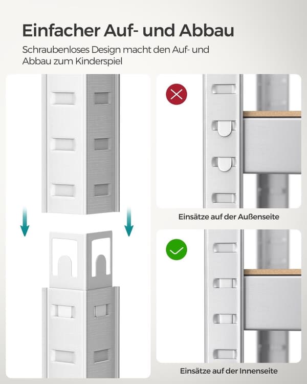 Rootz 2-pak sølv opbevaringsstativ - Reol - Metalhylder - Galvaniseret stål - MDF - Heavy Duty - 40 cm x 80 cm x 160 cm