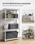 Miniatyrbillede 6 af 9: Rootz 2-pak sølv opbevaringsstativ - Reol - Metalhylder - Galvaniseret stål - MDF - Heavy Duty - 40 cm x 80 cm x 160 cm