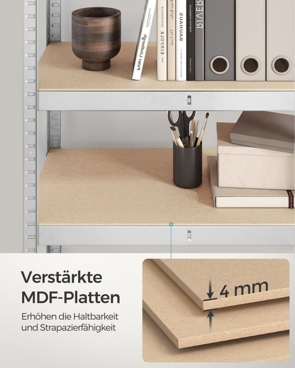 Rootz 2-pak sølv opbevaringsstativ - Reol - Metalhylder - Galvaniseret stål - MDF - Heavy Duty - 40 cm x 80 cm x 160 cm