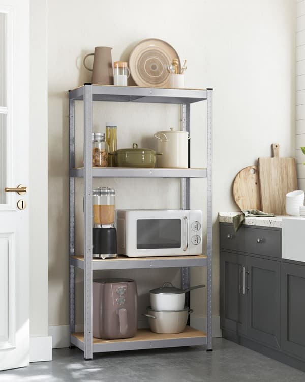 Rootz 2-pak sølv opbevaringsstativ - Reol - Metalhylder - Galvaniseret stål - MDF - Heavy Duty - 40 cm x 80 cm x 160 cm