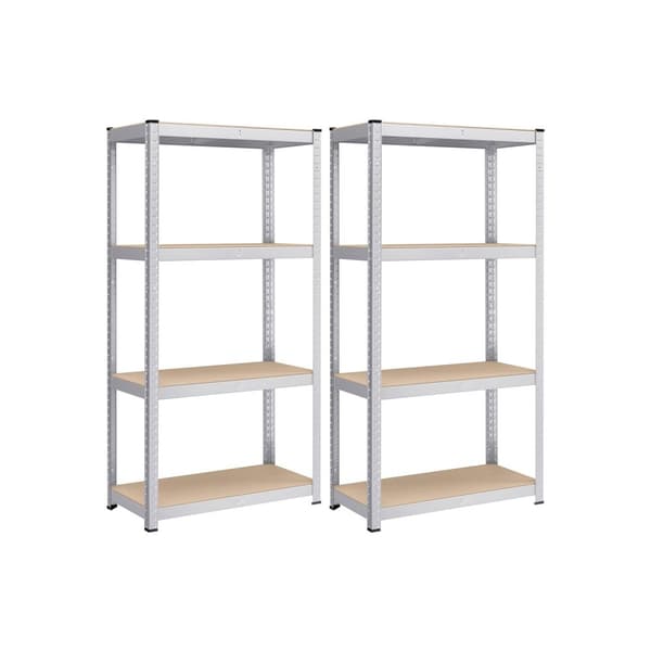 Rootz 2-pak sølv opbevaringsstativ - Reol - Metalhylder - Galvaniseret stål - MDF - Heavy Duty - 40 cm x 80 cm x 160 cm