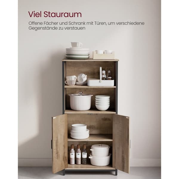 Rootz Eg Brun-Sort Opbevaringsskab - Spånplade Stål - Stor Organizer - Justerbare hylder - 35 cm x 60 cm x 124,5 cm