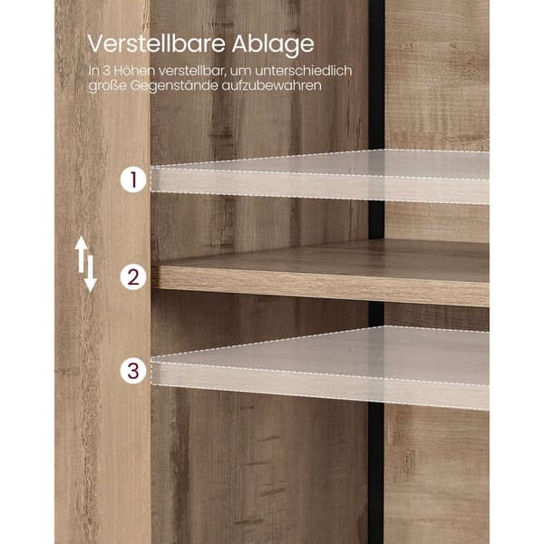 Rootz Eg Brun-Sort Opbevaringsskab - Spånplade Stål - Stor Organizer - Justerbare hylder - 35 cm x 60 cm x 124,5 cm