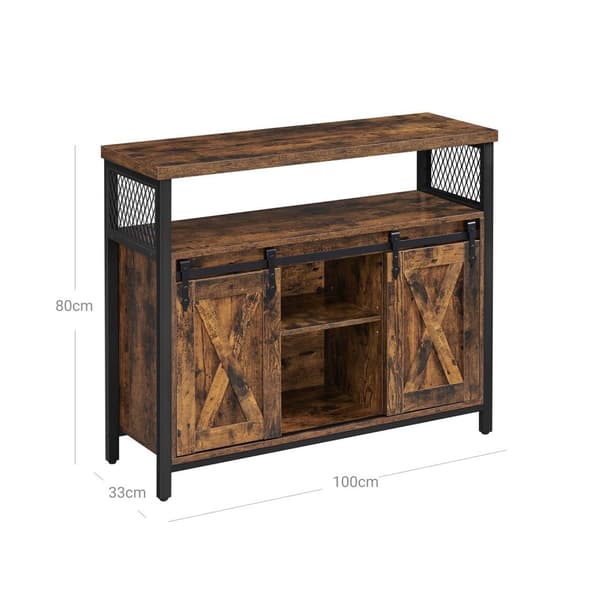 Rootz Vintage ruskea-musta säilytyskaappi - lastulevy teräs - kaapin järjestäjä - maalaismainen rintakehä - 100 cm x 33 cm x 80 cm - raskas - helppo k