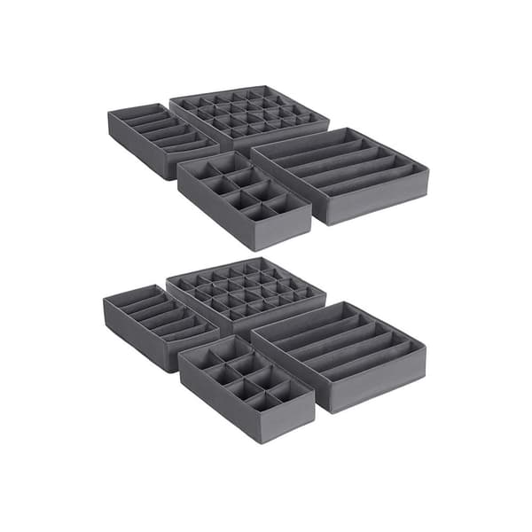 Rootz 8-delat set lådorganisatorer - Underklädersförvaring - Tygelådor - Garderobsorganisation - Grå - Non-Woven Tyg - PE-skiva - Kartong - 32cm x 32c